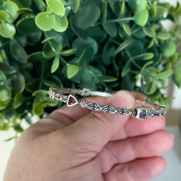 STEPHEN DWECK Diamonds Sterling SILVER purple Amethyet Etched BANGLE BRACELET - Picture 11 of 13